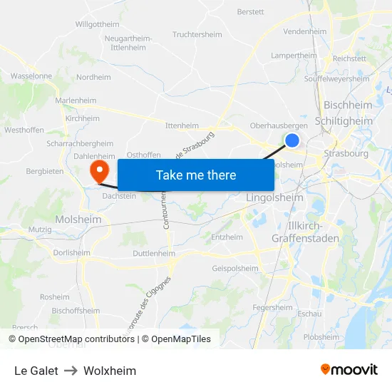Le Galet to Wolxheim map