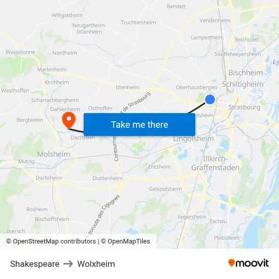 Shakespeare to Wolxheim map