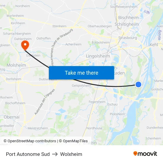 Port Autonome Sud to Wolxheim map