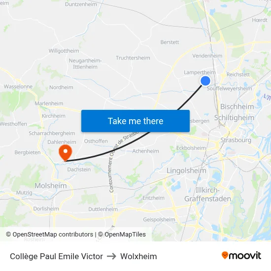 Collège Paul Emile Victor to Wolxheim map