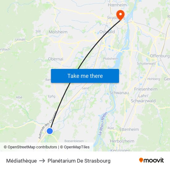 Médiathèque to Planétarium De Strasbourg map