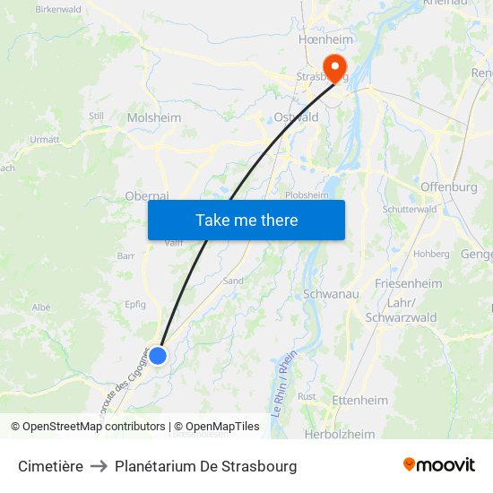 Cimetière to Planétarium De Strasbourg map