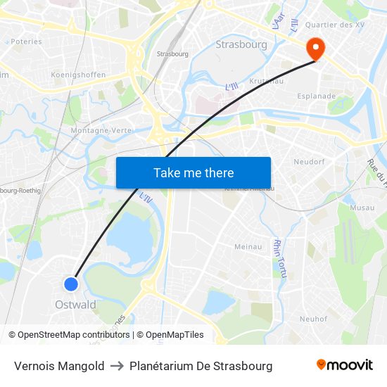 Vernois Mangold to Planétarium De Strasbourg map