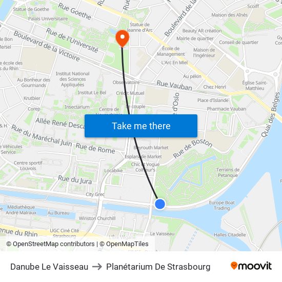 Danube Le Vaisseau to Planétarium De Strasbourg map