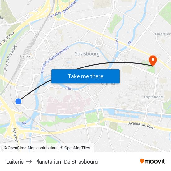 Laiterie to Planétarium De Strasbourg map