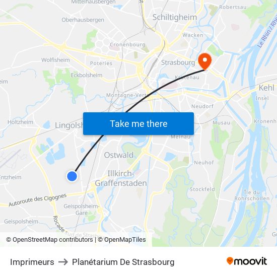 Imprimeurs to Planétarium De Strasbourg map