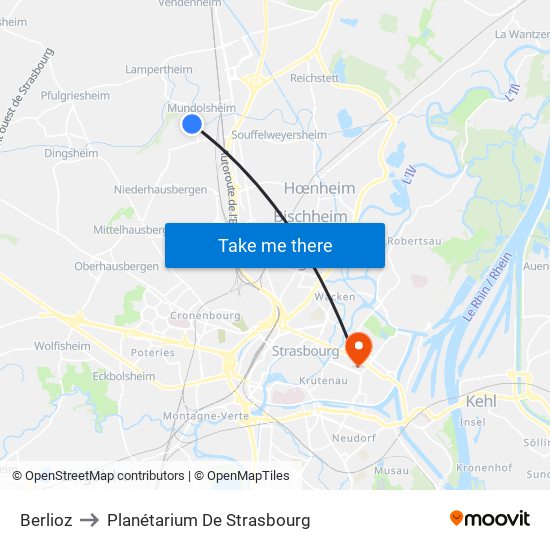 Berlioz to Planétarium De Strasbourg map
