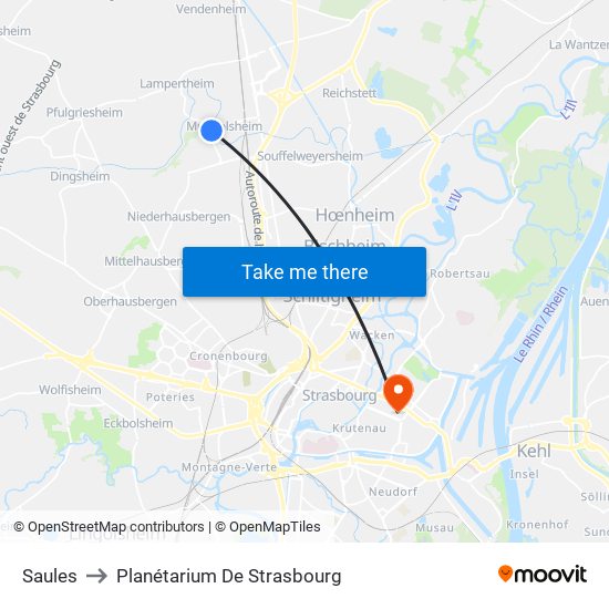 Saules to Planétarium De Strasbourg map