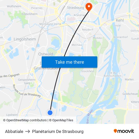 Abbatiale to Planétarium De Strasbourg map