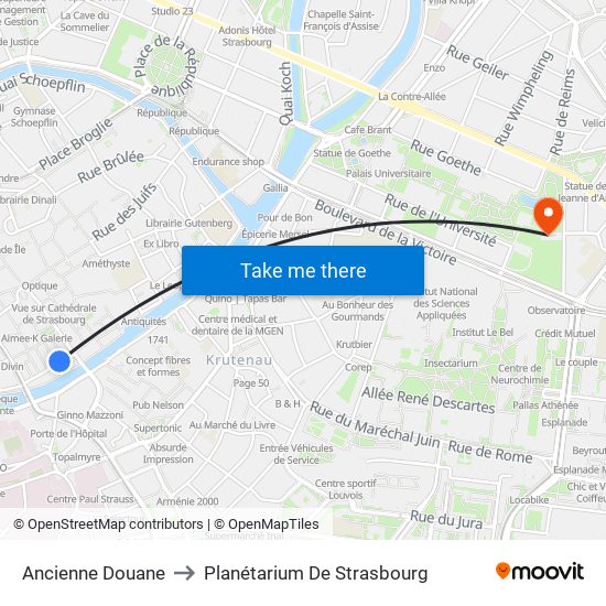 Ancienne Douane to Planétarium De Strasbourg map