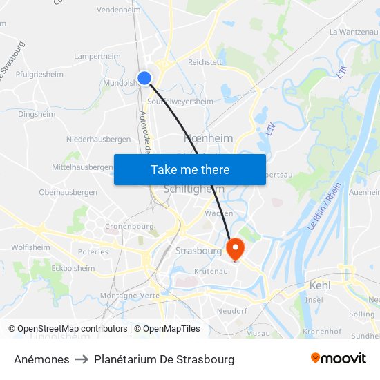 Anémones to Planétarium De Strasbourg map