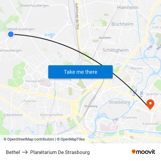 Bethel to Planétarium De Strasbourg map