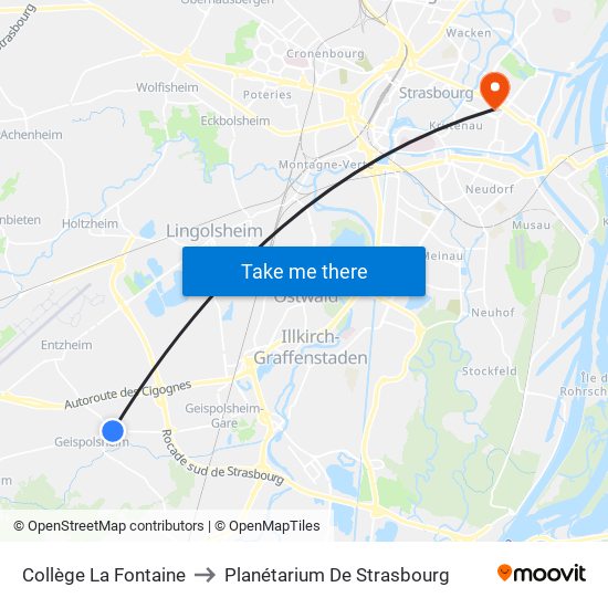 Collège La Fontaine to Planétarium De Strasbourg map