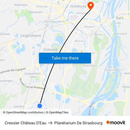Cressier Château D'Eau to Planétarium De Strasbourg map