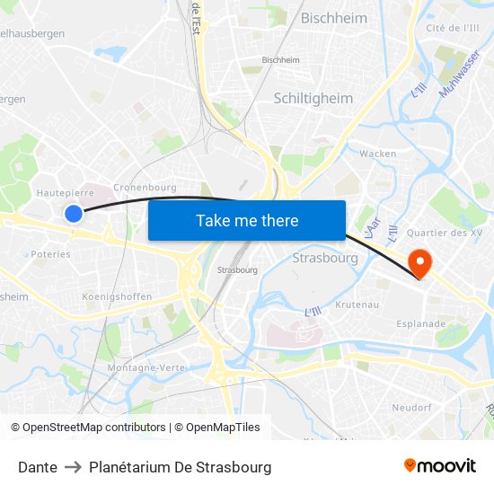 Dante to Planétarium De Strasbourg map