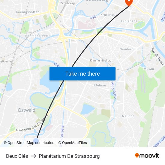 Deux Clés to Planétarium De Strasbourg map