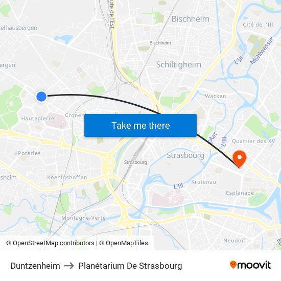 Duntzenheim to Planétarium De Strasbourg map