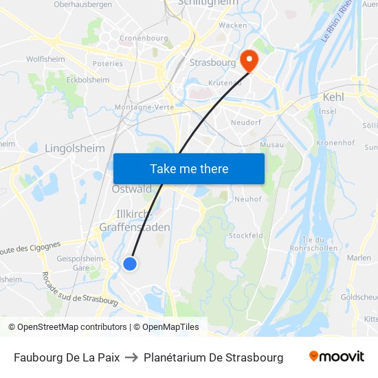 Faubourg De La Paix to Planétarium De Strasbourg map