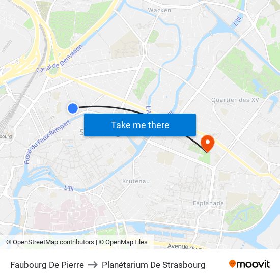 Faubourg De Pierre to Planétarium De Strasbourg map
