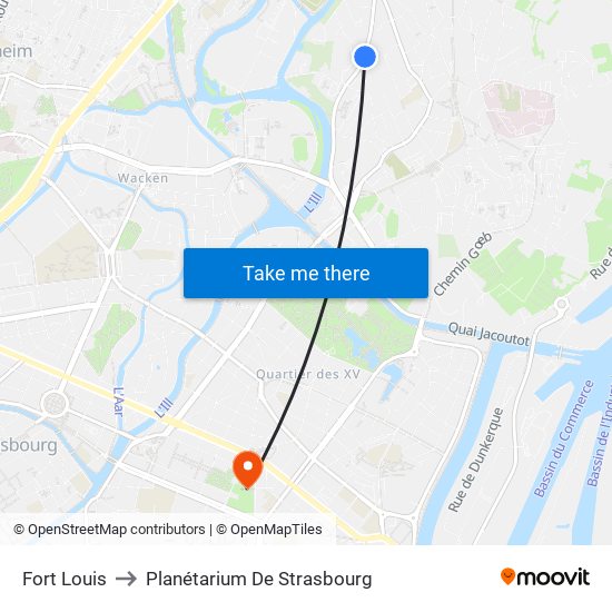 Fort Louis to Planétarium De Strasbourg map