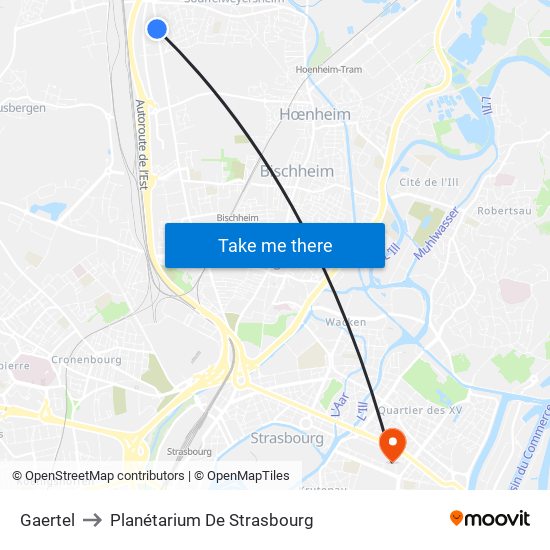 Gaertel to Planétarium De Strasbourg map