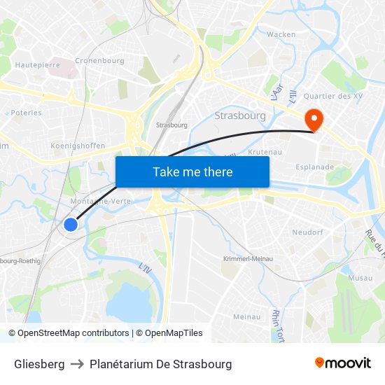 Gliesberg to Planétarium De Strasbourg map