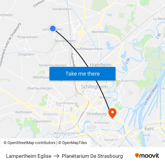 Lampertheim Eglise to Planétarium De Strasbourg map