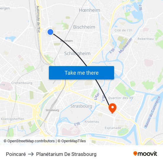 Poincaré to Planétarium De Strasbourg map