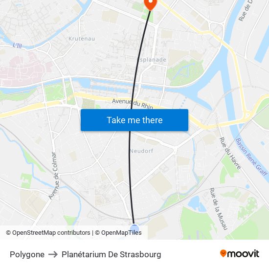 Polygone to Planétarium De Strasbourg map