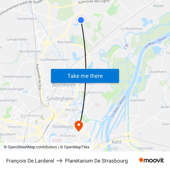 François De Larderel to Planétarium De Strasbourg map