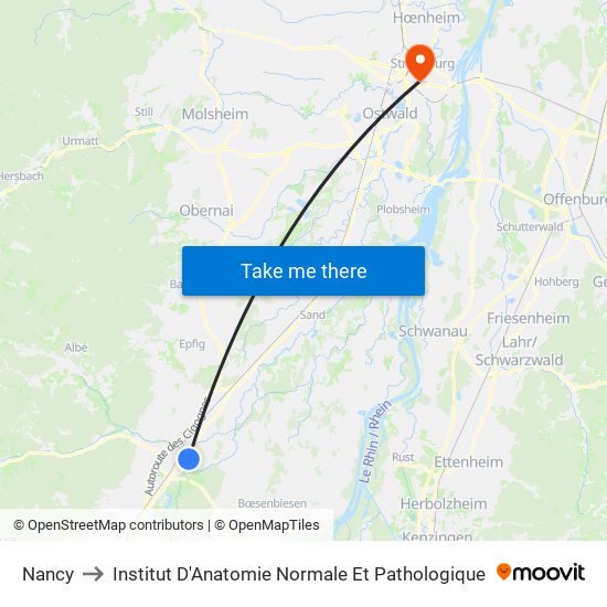 Nancy to Institut D'Anatomie Normale Et Pathologique map