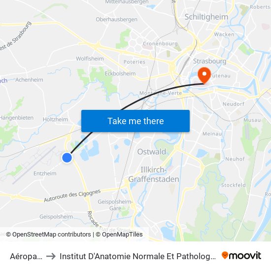 Aéroparc to Institut D'Anatomie Normale Et Pathologique map