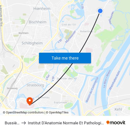 Bussière to Institut D'Anatomie Normale Et Pathologique map