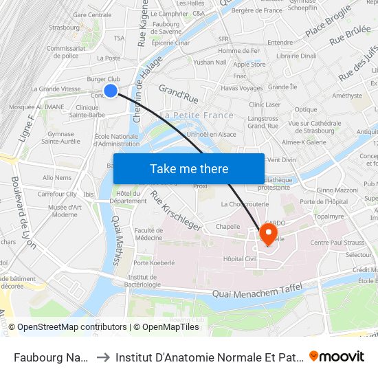 Faubourg National to Institut D'Anatomie Normale Et Pathologique map