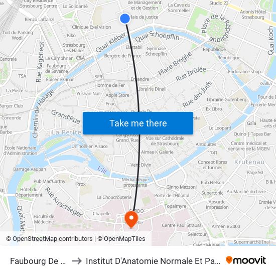 Faubourg De Pierre to Institut D'Anatomie Normale Et Pathologique map