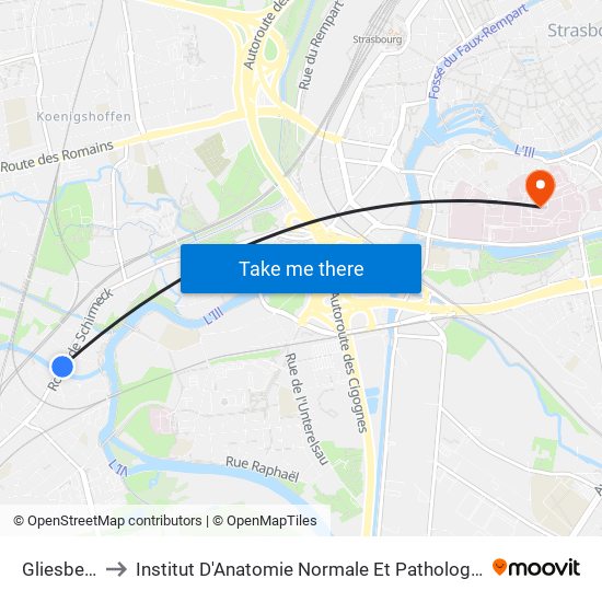 Gliesberg to Institut D'Anatomie Normale Et Pathologique map