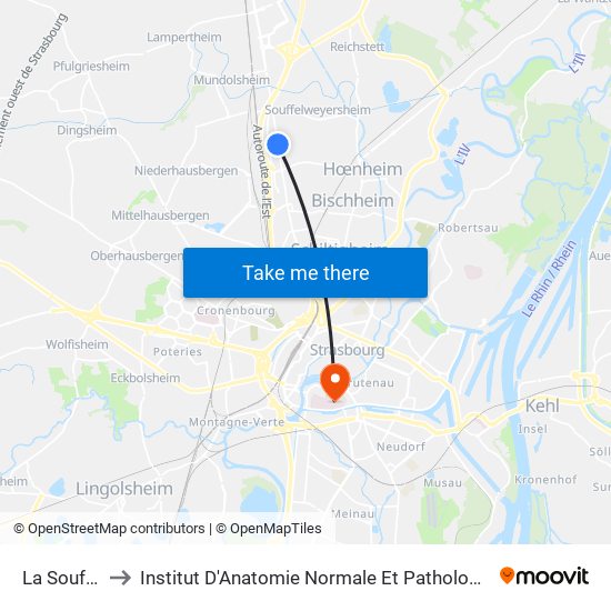 La Souffel to Institut D'Anatomie Normale Et Pathologique map