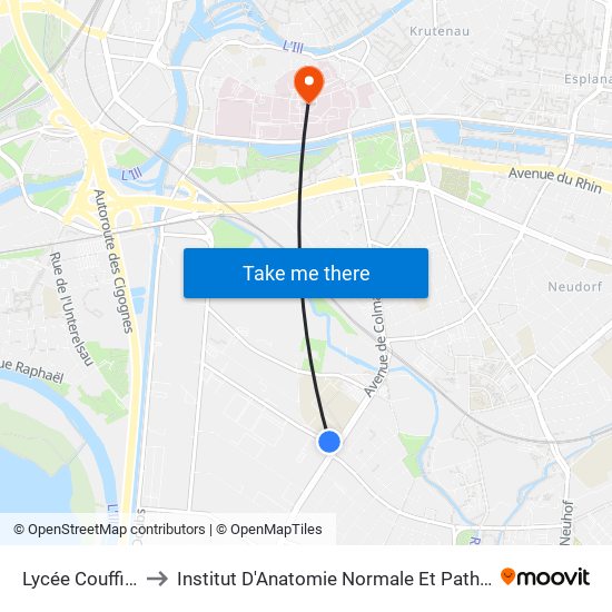 Lycée Couffignal to Institut D'Anatomie Normale Et Pathologique map