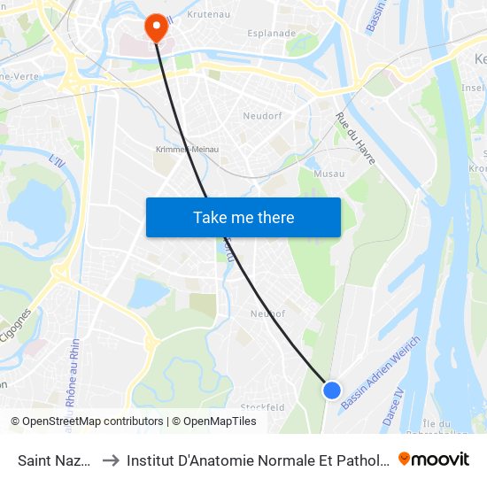 Saint Nazaire to Institut D'Anatomie Normale Et Pathologique map