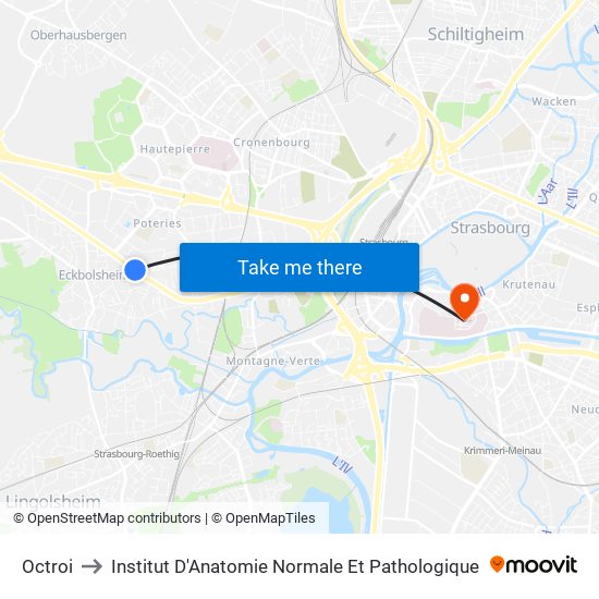 Octroi to Institut D'Anatomie Normale Et Pathologique map