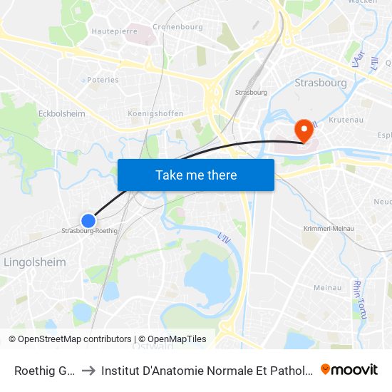 Roethig Gare to Institut D'Anatomie Normale Et Pathologique map