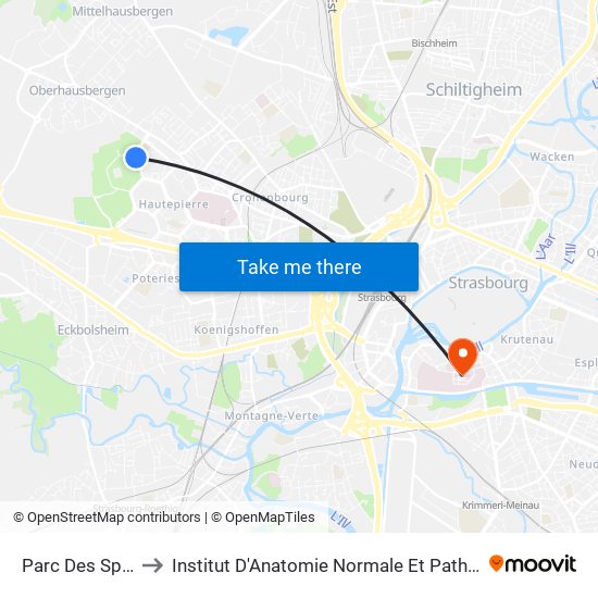 Parc Des Sports to Institut D'Anatomie Normale Et Pathologique map