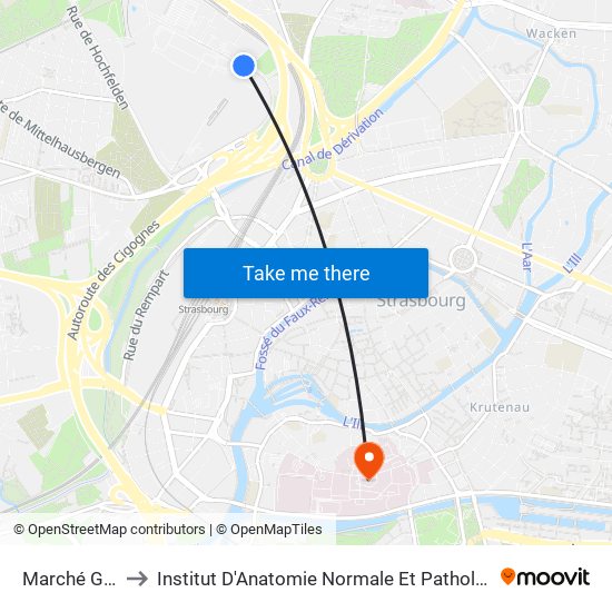 Marché Gare to Institut D'Anatomie Normale Et Pathologique map