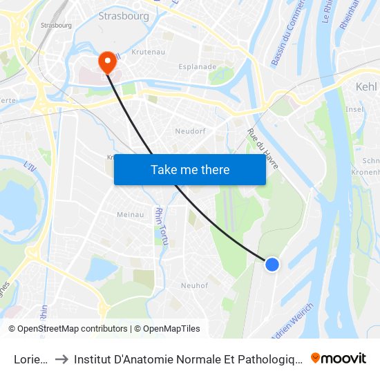 Lorient to Institut D'Anatomie Normale Et Pathologique map