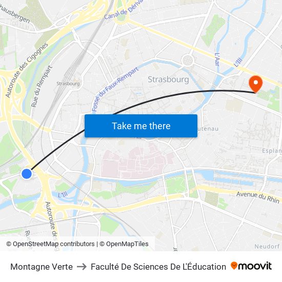 Montagne Verte to Faculté De Sciences De L'Éducation map