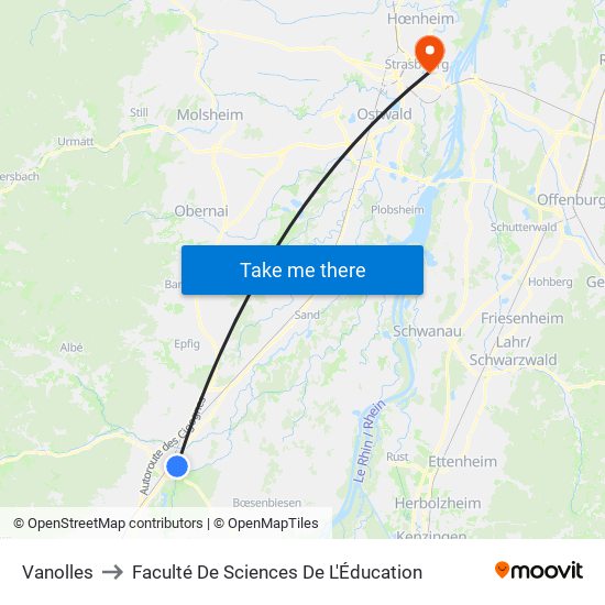 Vanolles to Faculté De Sciences De L'Éducation map