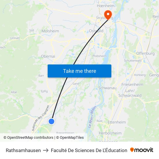 Rathsamhausen to Faculté De Sciences De L'Éducation map