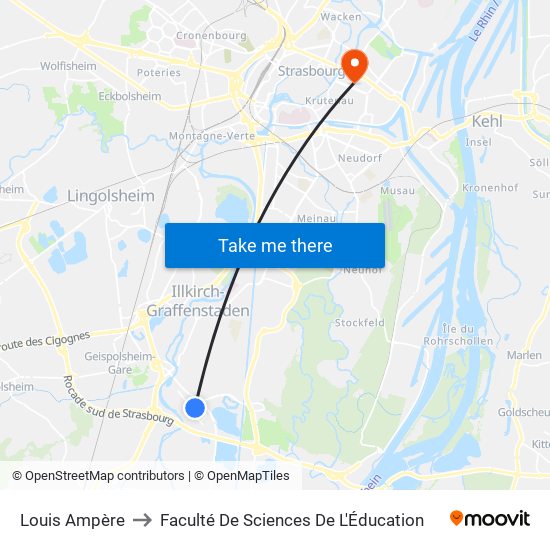 Louis Ampère to Faculté De Sciences De L'Éducation map