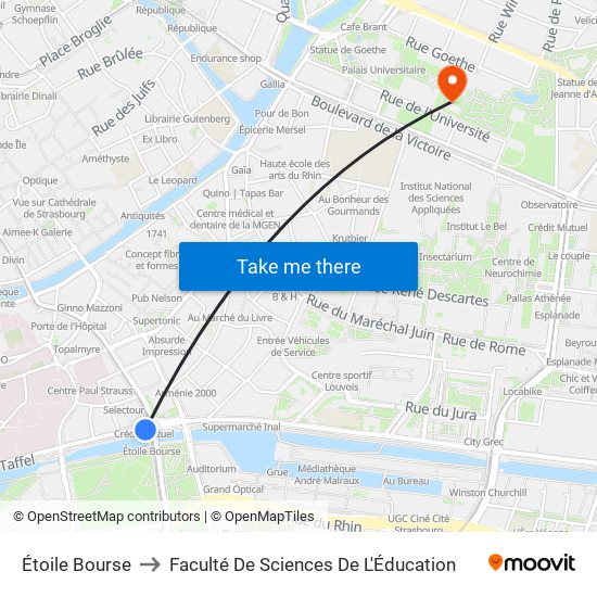 Étoile Bourse to Faculté De Sciences De L'Éducation map
