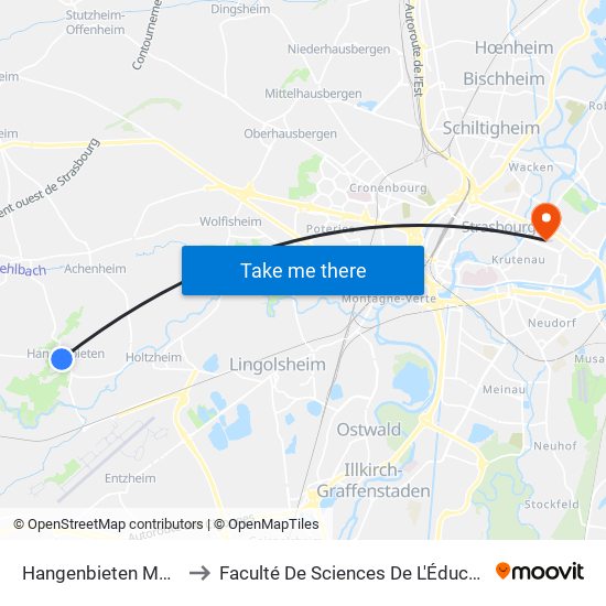 Hangenbieten Mairie to Faculté De Sciences De L'Éducation map